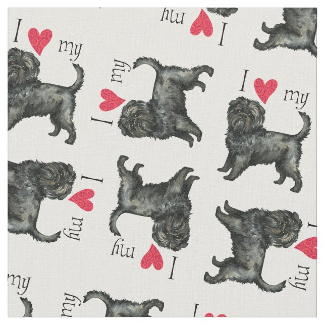 I Love my Affenpinscher Fabric (Close Up)