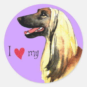 I Love my Afghan Hound Classic Round Sticker