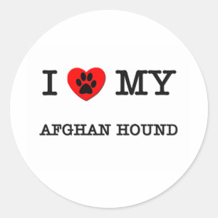 I LOVE MY AFGHAN HOUND CLASSIC ROUND STICKER