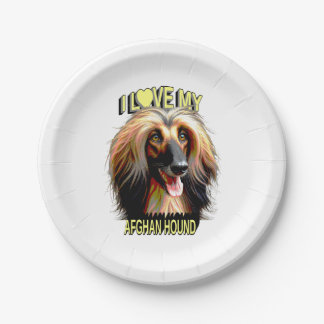 I Love My Afghan Hound – Elegant Dog Lover Design Paper Plate