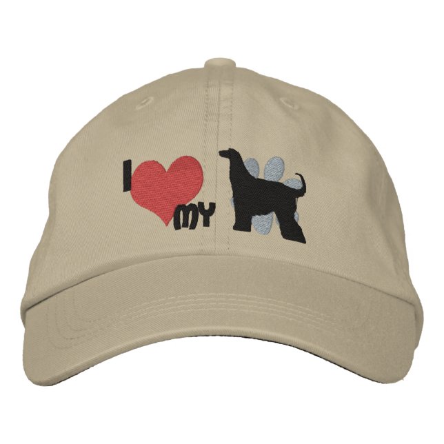 I Love my Afghan Hound Embroidered Hat (Front)
