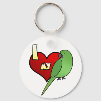 I Love my African Ringneck Parakeet Key Ring