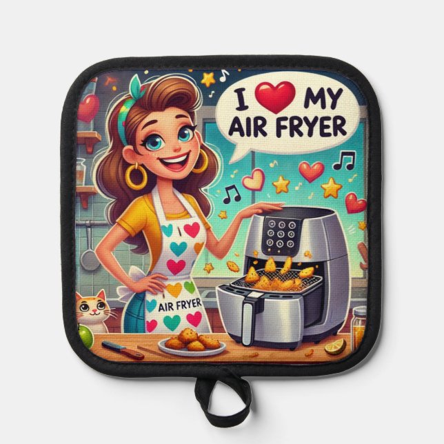  I Love My Air Fryer – Cute Cooking Design Pot Holder (Front)