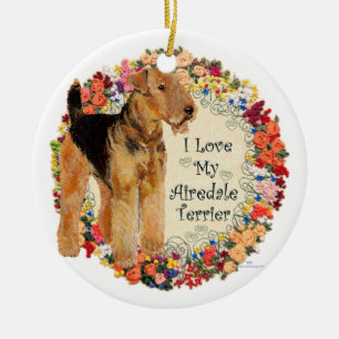 I Love My Airedale Ceramic Tree Decoration