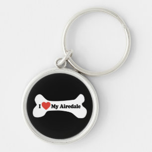 I Love My Airedale - Dog Bone Key Ring