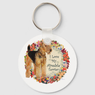 I Love My Airedale Key Ring