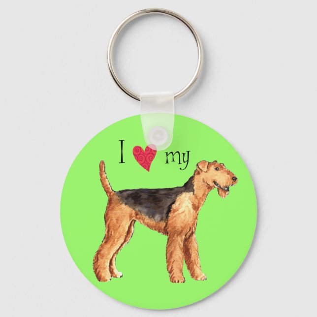 I Love my Airedale Key Ring (Front)