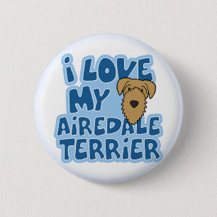 I Love My Airedale Terrier Button