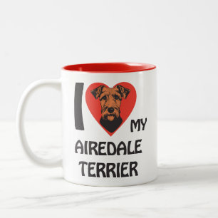 I Love My Airedale Terrier Cute & Proud Dog Lover Two-Tone Coffee Mug