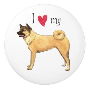 I Love my Akita Ceramic Knob