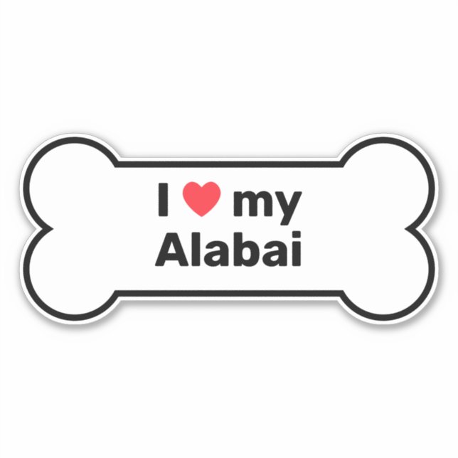 I Love My Alabai Dog Breeds Short Name Dog Bone (Front)
