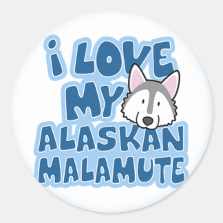I Love My Alaskan Malamute Stickers
