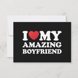 I Love My Amazing Boyfriend I Heart My Hot Bf Thank You Card