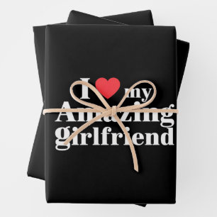 I Love My Amazing Girlfriend I Heart My Hot Gf Wrapping Paper Sheet