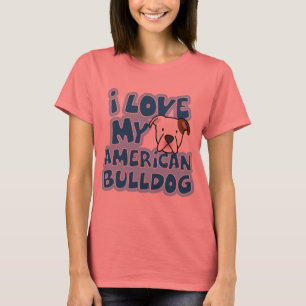I Love My American Bulldog Ladies Ringer T-Shirt