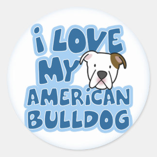 I Love My American Bulldog Stickers