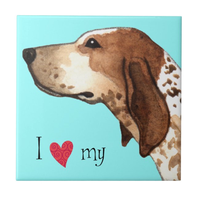 I Love my American English Coonhound Tile (Front)