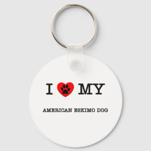 I LOVE MY AMERICAN ESKIMO DOG KEY RING
