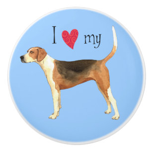 I Love my American Foxhound Ceramic Knob
