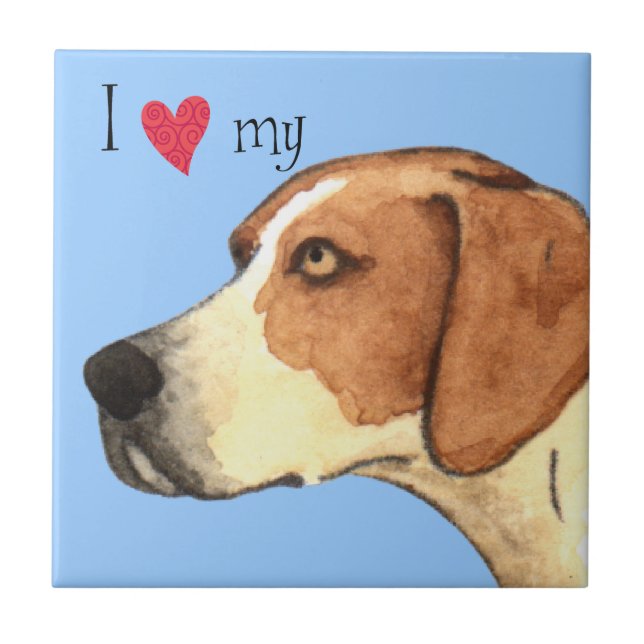I Love my American Foxhound Tile (Front)