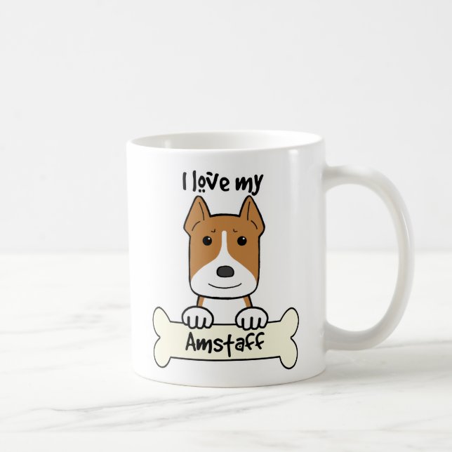 I Love My Amstaff Coffee Mug (Right)