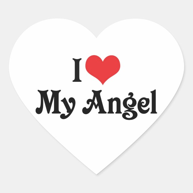 I Love My Angel Heart Sticker (Front)