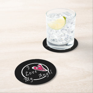 I love my Angel   Round Paper Coaster