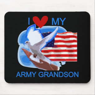 I Love My Army Grandson Tshirts and Gifts Mouse Pad