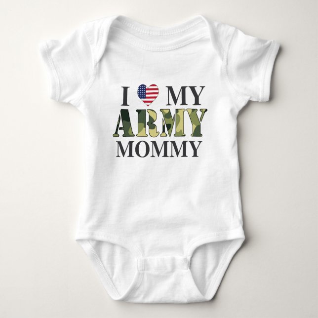 I Love My Army Mummy Infant T-Shirt Baby Bodysuit (Front)
