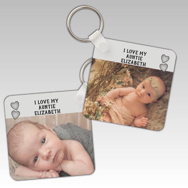 I love my Auntie name photos grey double sided Key Ring (Creator Uploaded)