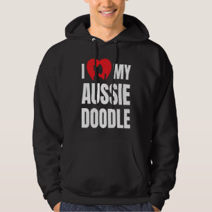 I Love My Aussiedoodle Dog Silhouette in Heart Hoodie