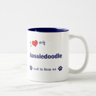 I Love My Aussiedoodle (Male Dog) Two-Tone Coffee Mug