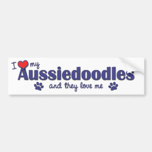I Love My Aussiedoodles (Multiple Dogs) Bumper Sticker