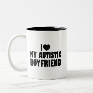 I Love My Autistic Boyfriend - Autism Acceptance Two-Tone Coffee Mug