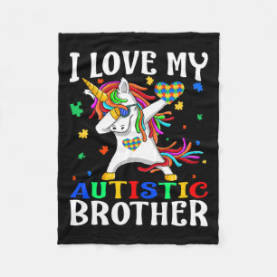 I Love My Autistic Brother Autism Awareness Day Un Fleece Blanket
