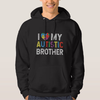 I Love My Autistic Brother Autism Awareness Heart  Hoodie