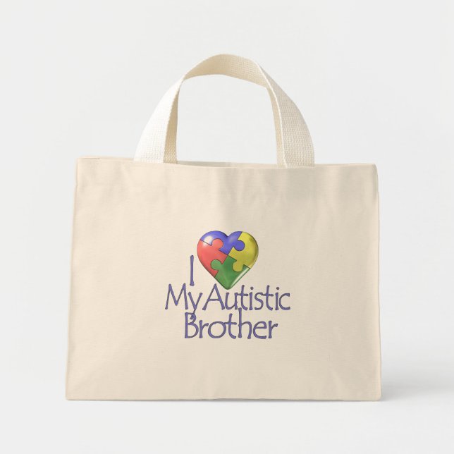 I Love My Autistic Brother Mini Tote Bag (Front)