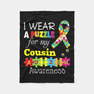 I Love My Autistic Cousin Autism Awareness Day Rai Fleece Blanket