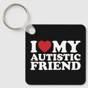 I Love My Autistic Friend Autism Heart Key Ring