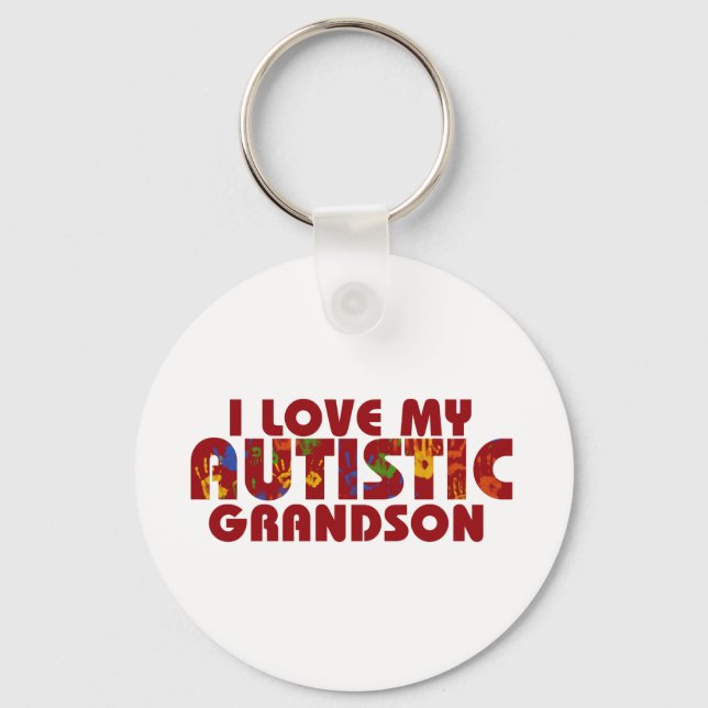 I Love my Autistic Grandson Key Ring (Front)