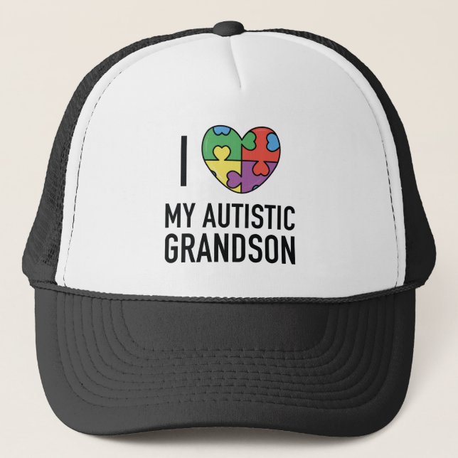 I Love My Autistic Grandson Trucker Hat (Front)