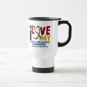 I Love My Autistic & NonAutistic Grandchildren 2 Travel Mug