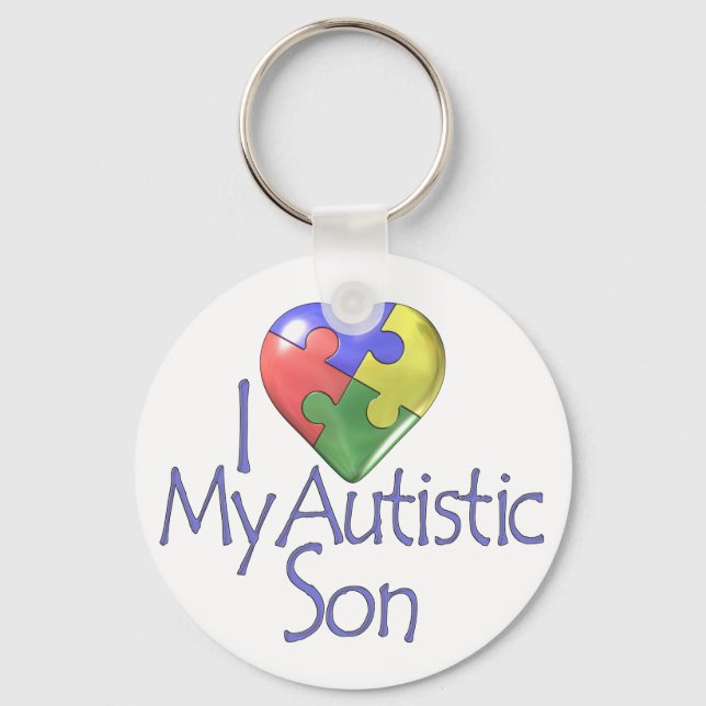 i Love My Autistic Son Key Ring (Front)