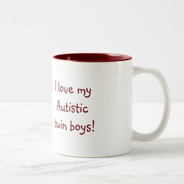 I love my Autistic twin boys! Two-Tone Coffee Mug (Right)