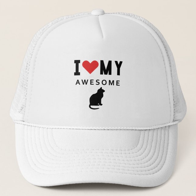 I love my awesome cat dog trucker hat (Front)