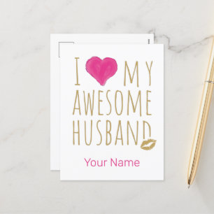 I love My Awesome Husband Wedding Anniversary Holiday Postcard