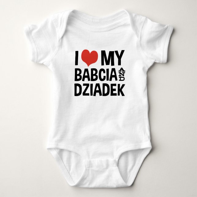 I Love My Babcia & Dziadek Baby Bodysuit (Front)