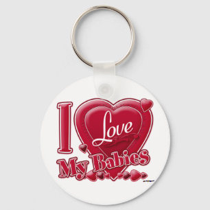 I Love My Babies red - heart Key Ring