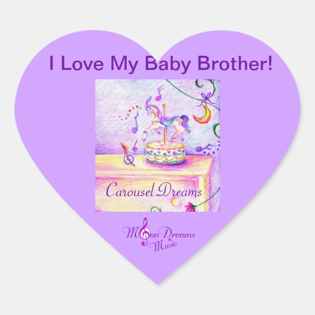 I Love My Baby Brother Carousel Heart Stickers (Front)