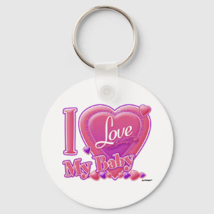 I Love My Baby pink/purple - hearts Key Ring